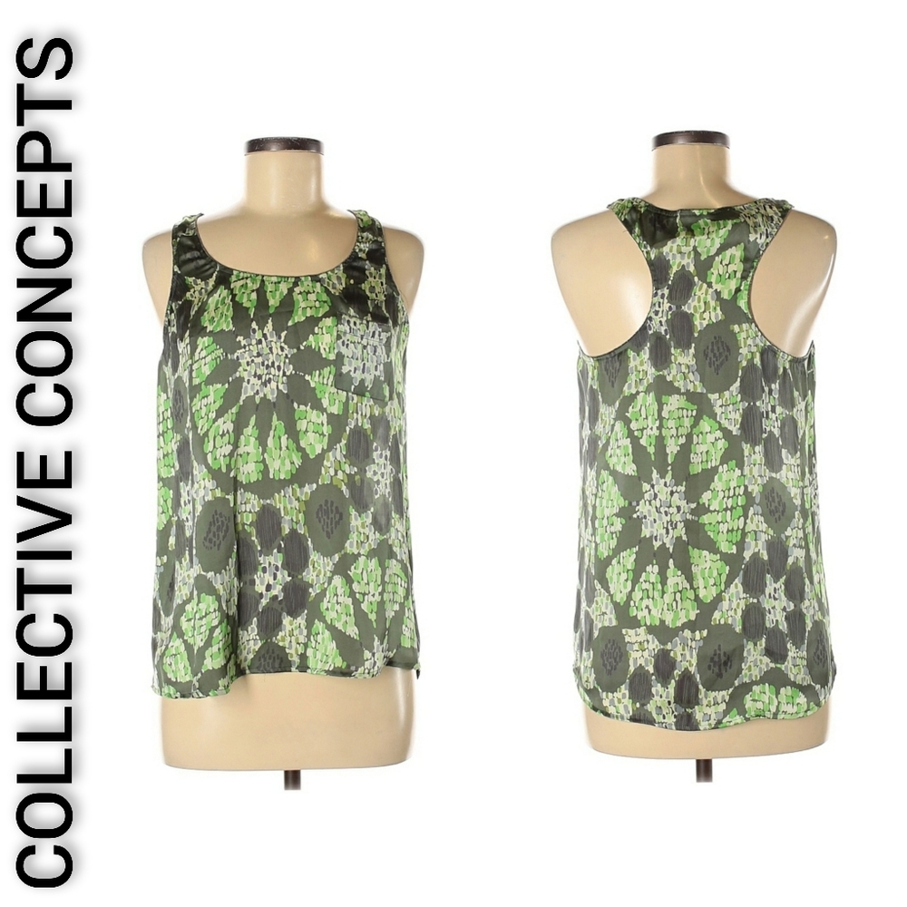Collective Concepts Racer Back Blouse Med Green medium